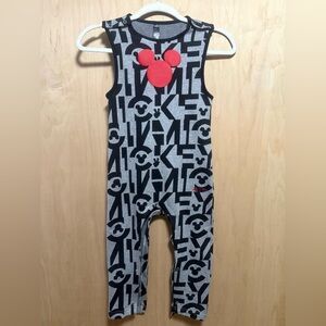 Adidas X Mickey Mouse Collab Kids Black and Gray Graphic One Piece